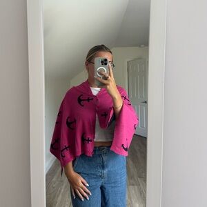 Pink Anchor Patterned Shawl reversible